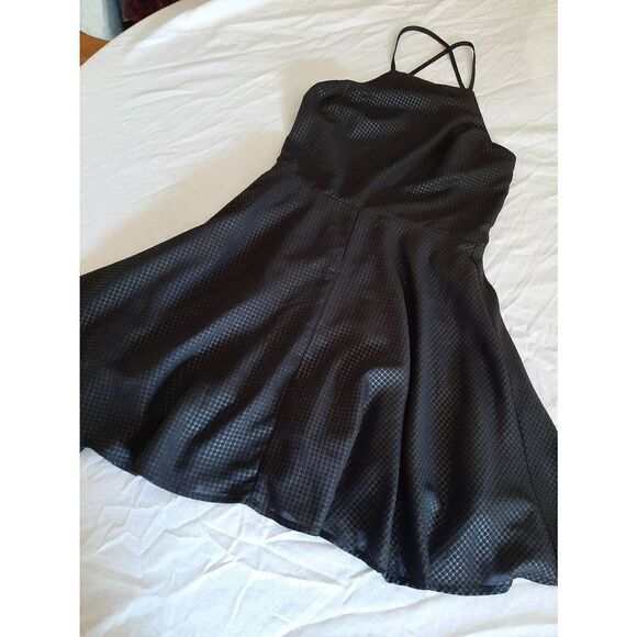 Small Dance & Marvel Black Lined Spaghetti Strap Criss Cross Back Mini Dress - Picture 3 of 4